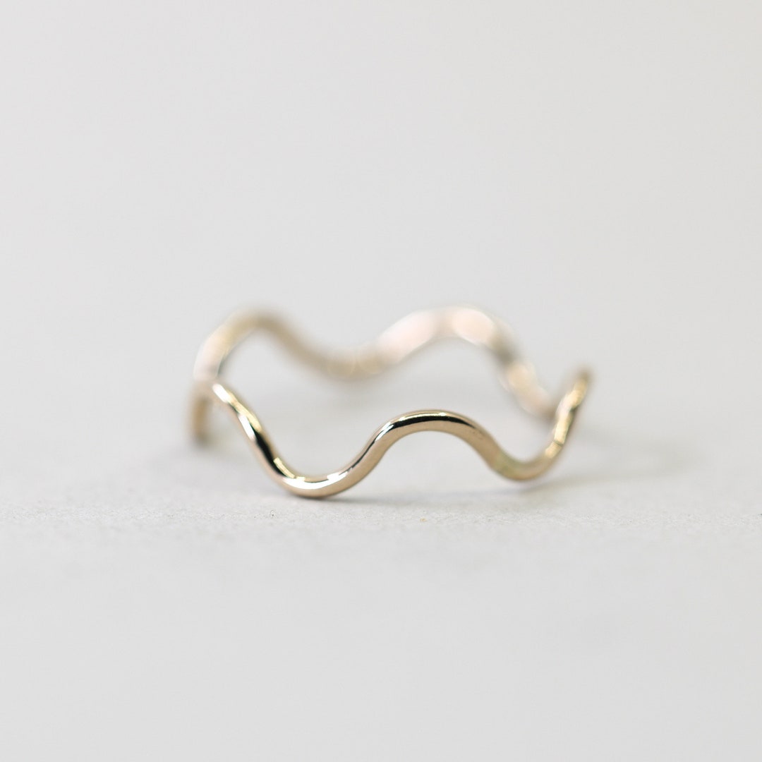 Wavy Gold Filled Stacking Ring, Water Resistant, Handmade Handcrafted