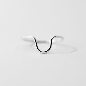 Curve Ring - Dainty Sterling Silver Stacking Ring - Curved Band - Sterling Silver Ring
