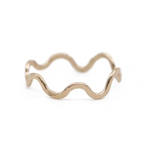 Dainty Gold Filled Wavy Ring Water Resistant, handmade handcrafted ripple ring image 1