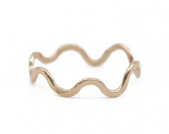 Dainty Gold Filled Wavy Ring - Water Resistant, handmade handcrafted ripple ring