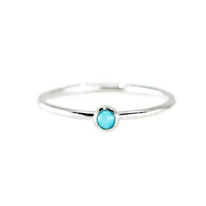 Turquoise Dainty Silver Ring, Minimalist Stacking Ring, Sterling Silver, Bohemian Jewelry, Delicate Ring, Minimal Jewelry, birthstone ring