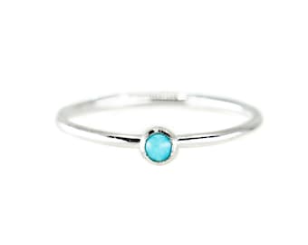 Turquoise Dainty Silver Ring, Minimalist Stacking Ring, Sterling Silver, Bohemian Jewelry, Delicate Ring, Minimal Jewelry, birthstone ring