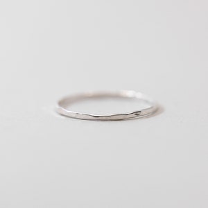 Set of 3 Thin Silver Stacking Rings, Smooth, Hammered, Twist sterling silver stacking rings image 3