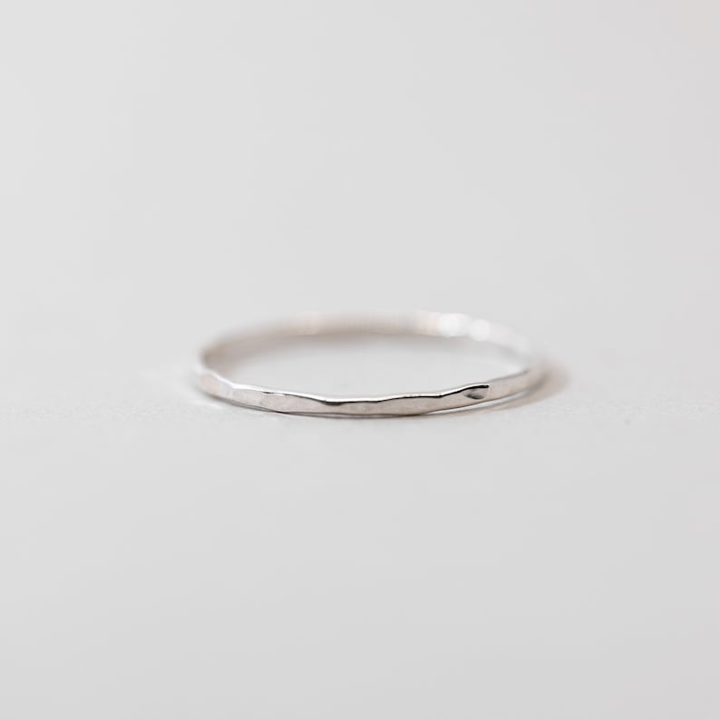 Set of 3 Thin Silver Stacking Rings, Smooth, Hammered, Twist sterling silver stacking rings image 3