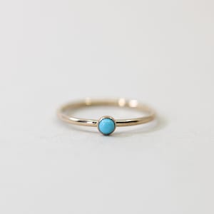 Dainty turquoise ring in gold - handmade gold filled stacking ring - Birthstone jewelry