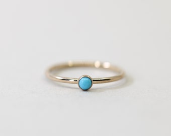 Dainty turquoise ring in gold - handmade gold filled stacking ring - Birthstone jewelry