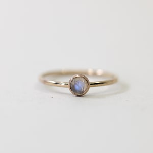 Dainty gold gemstone ring, gold filled stacking ring, Moonstone ring, stackable gold ring