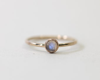 Dainty gold gemstone ring, gold filled stacking ring, Moonstone ring, stackable gold ring