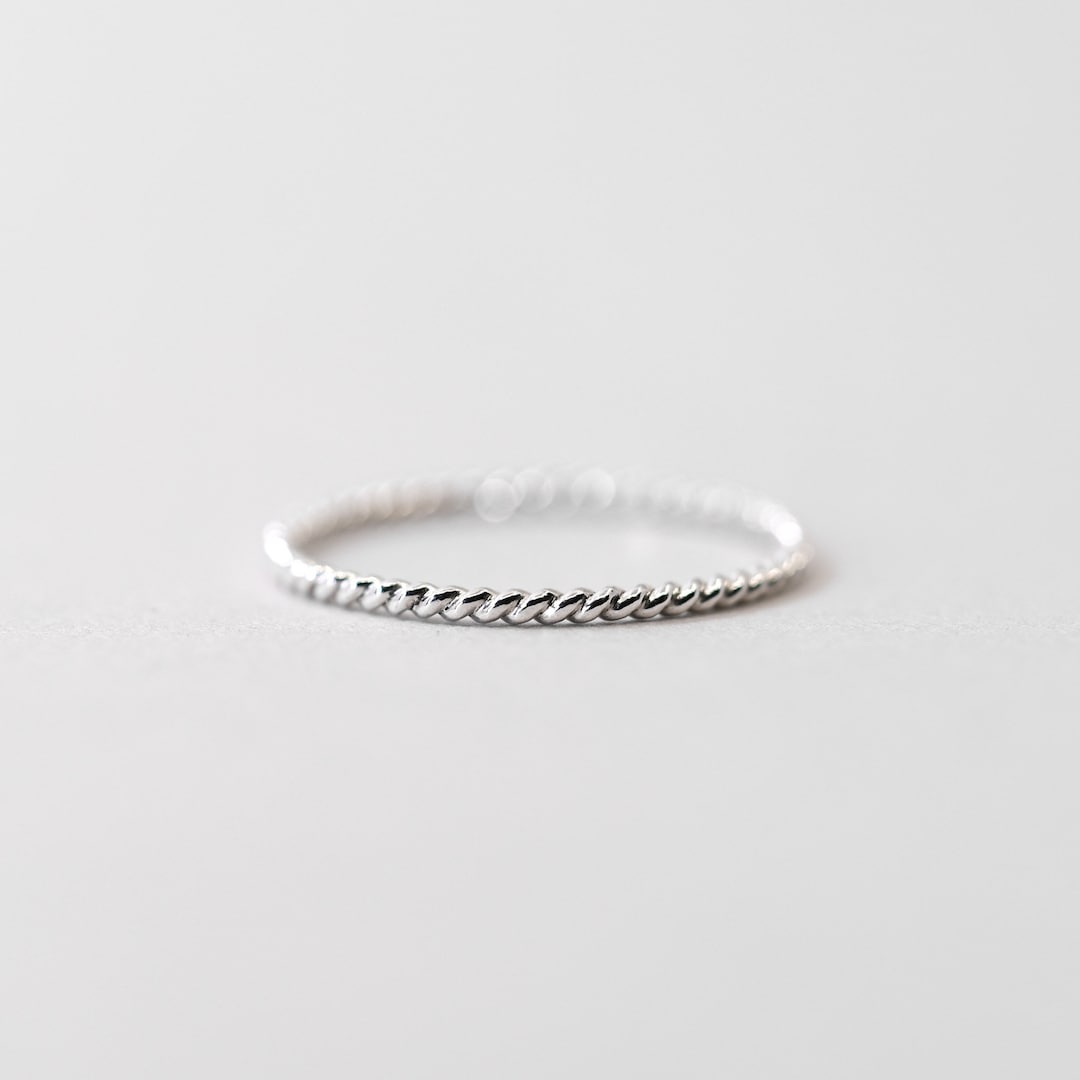 Minimalist Twisted Silver Ring - Modern Stacking Design in Fine ...