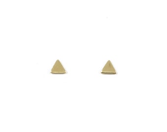 Tiny Triangle Stud Earrings, Minimalist studs, gold triangle earring, sterling silver, small triangle, second hole piercing, minimal studs