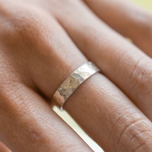 Wide Hammered Sterling Silver Ring, Thick Silver Ring