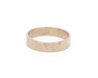 Wide band gold ring - Hammered minimalist gold filled ring - water and tarnish resistant