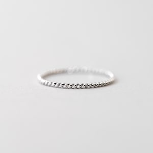 Set of 3 Thin Silver Stacking Rings, Smooth, Hammered, Twist sterling silver stacking rings image 2