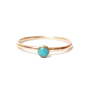 Dainty turquoise ring in gold - handmade gold filled stacking ring - Birthstone jewelry
