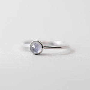 Silver Moonstone Ring, Dainty Gemstone Ring, Silver Stacking Ring, Birthstone Ring, Silver ring