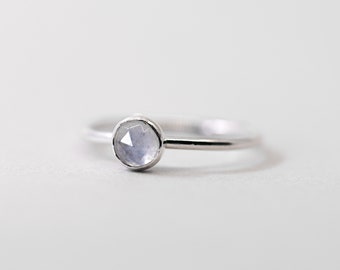 Silver Moonstone Ring, Dainty Gemstone Ring, Silver Stacking Ring, Birthstone Ring, Silver ring