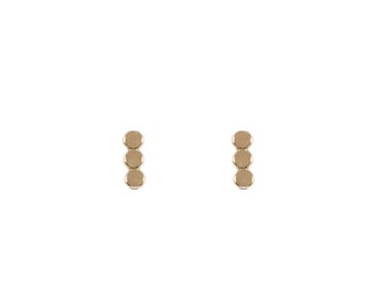 Gold Dot Bar Stud Earrings, Dainty Gold Bar Earrings, Gold Filled Earrings, Minimalist Earrings, Gold Geometric Earrings, Handmade Earrings