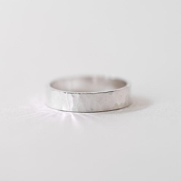 Wide Hammered Sterling Silver Ring, Thick Silver Ring