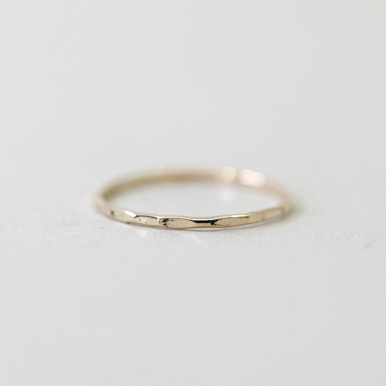 Set of 3 Thin Gold Stacking Rings, Smooth, Hammered, Twist gold filled stacking rings image 4