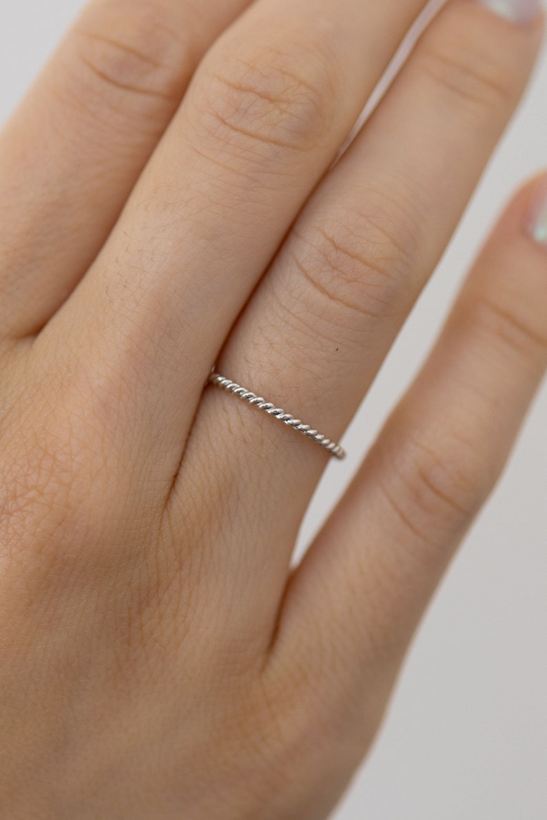 Twisted Silver Ring, Sterling Silver Stacking Ring, Dainty silver ring, Thin Silver Ring, twist stacking ring, Sterling Silver Ring image 2