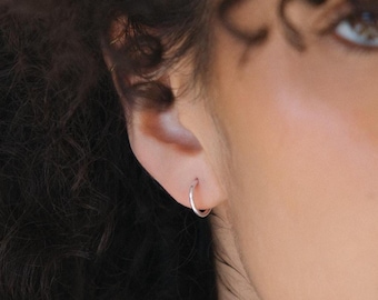 Dainty Sterling Silver Hoop Earrings - Thin Silver Hoop Earrings - Delicate Minimalist Silver Earrings