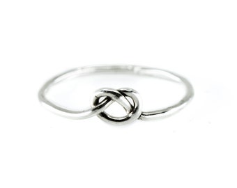 Silver knot ring - dainty sterling silver handmade love knot ring - promise ring