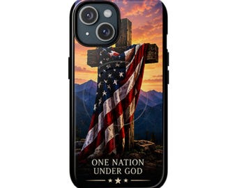 One Nation Under God cross with American flag Phone Case | Tough Magnetic Case