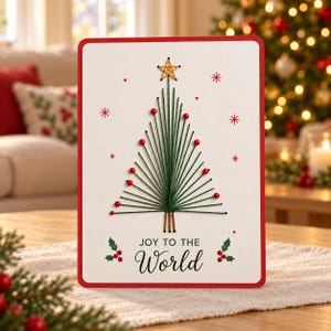 6pcs/Set, DIY Christmas Card Kit, Embroidery Greeting Card Making Supplies with Thread & Beads, Festive Holiday Craft Kit | Christmas Gift