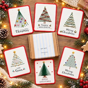 6 st/set, DIY julkortsbroderikit, 6 kort med hantverksmaterial och instruktioner, kreativ julklapp för hantverksälskare