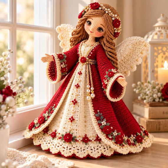 Victorian Rosewood Angel Amigurumi Crochet Pattern (PDF Download)