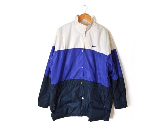 90s Nike Windbreaker Men's XL Blue Snap Up Swoosh