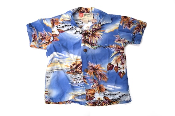 90s Hilo Hattie Kids Hawaiian Shirt 24 Mos Blue Tr