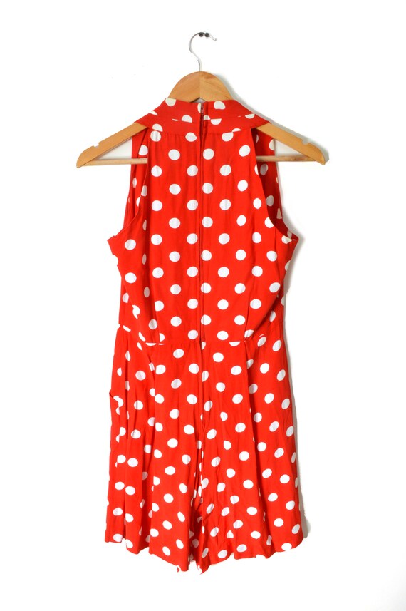 80s Polka Dot Romper Womens 6 Red White Minnie Mo… - image 8