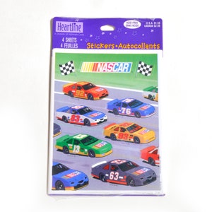 Jaren 90 Nascar Racecar Stickers Heartline Hallmark Zuurvrij Scrapbooking Craft 4 Vellen Nieuw in verpakking Dode Voorraad NOS
