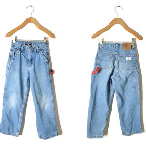 Vintage Boys Jeans 1990 S Distressed Medium Wash Straight Etsy