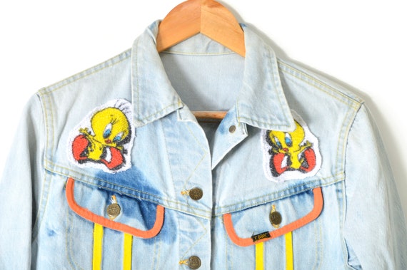 80s Tweety Bird Denim Jacket Distressed 