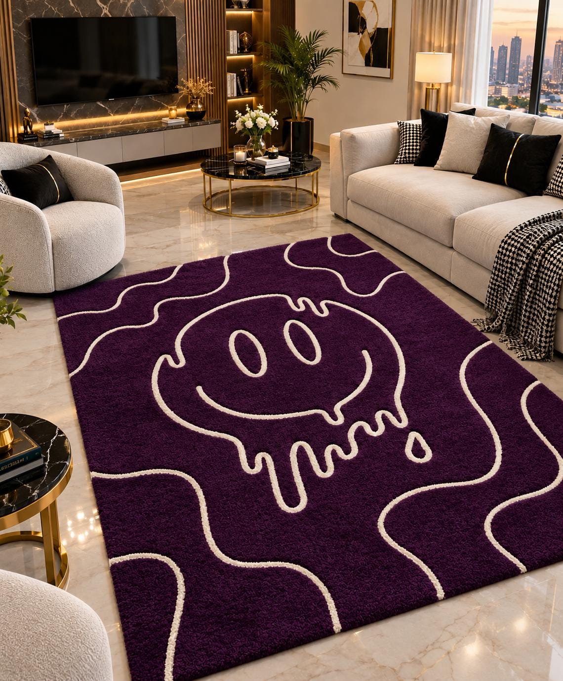 Drippy Smiley Rug - Etsy