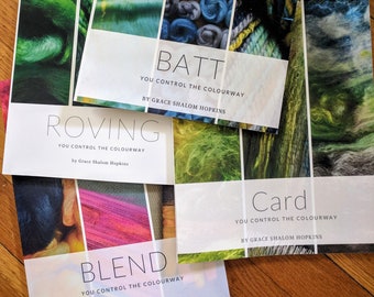 ROVING, BATT, Blend & CARD Print Spinning Book Bundle - Combed Top, Rolags, Spinning Batts, Drum Carding, Blending Board