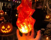 Halloween Floating Fireball Prop, Illuminated Handheld Flame Light for Cosplay & Party Decor