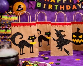 HALLOWEEN goodie bag / Witch party favor / Pumpkin gift bags / Spooky party