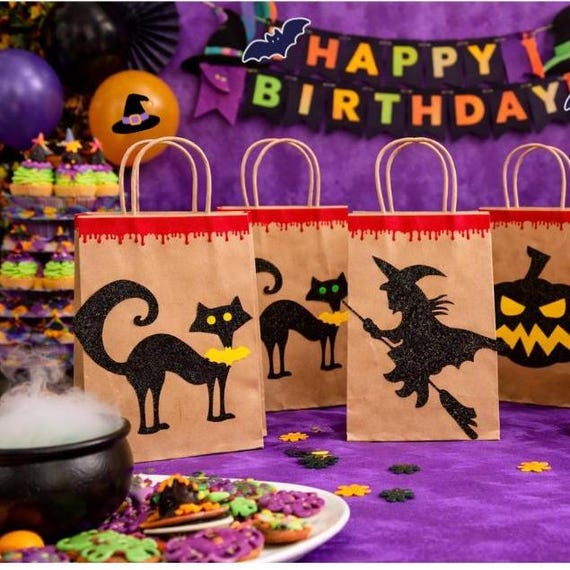 HALLOWEEN goodie bag / Witch party favor / Pumpkin gift bags / Spooky party