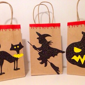 HALLOWEEN goodie bag / Witch party favor / Pumpkin gift bags / Spooky party image 3