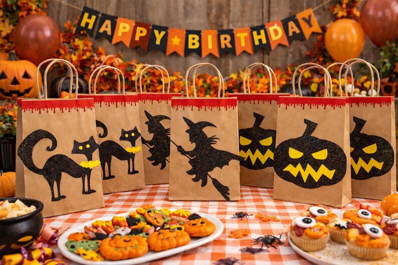 HALLOWEEN goodie bag / Witch party favor / Pumpkin gift bags / Spooky party image 4
