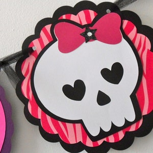 Skull Girl  BIRTHDAY banner / Girl Skull Banner / Punk Skull / Rock Star banner / Halloween party / Sugar Skull / Skull Monster / Halloween