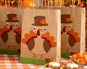 TURKEY goodie bag / Thanksgiving party favor / Animal gift bag / Treat