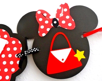 Minnie Mouse födelsedagsbanderoll: Prickig festdekoration | Första födelsedagsfirande