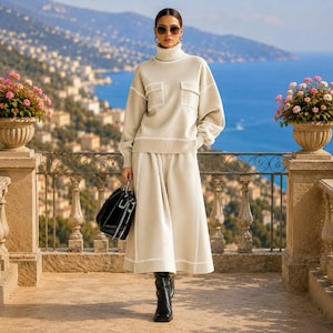 winter two piece dress set Outfit Women soft knit construction that Collection:WK50REPEAT Dreaming Of Wearing A size:3XL