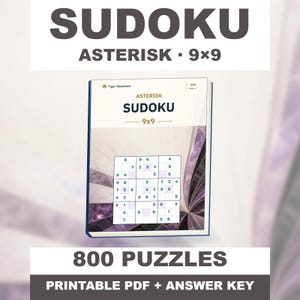 Asterisk Sudoku 9x9: 800 Printable Puzzles with Answers immagine 1
