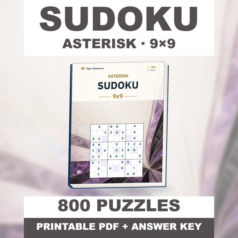 Asterisk Sudoku 9x9: 800 Printable Puzzles with Answers immagine 1