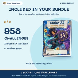 Make 24 Printable Math Puzzles: All Possible Solvable Sets, 1–13 Bundle image 12